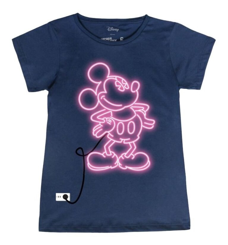 Playera Máscara De Látex Mickey Neón Niña