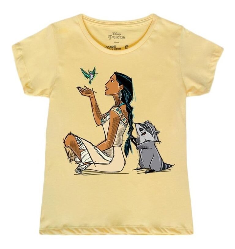 Playera Máscara De Látex Pocahontas Y Meeko Niña