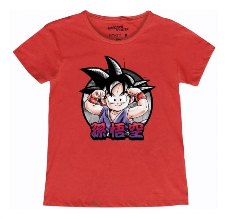 Playera Máscara De Látex Son Goku Kanji Mujer