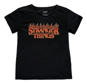 Playera Máscara De Látex Stranger Things Logo Mujer