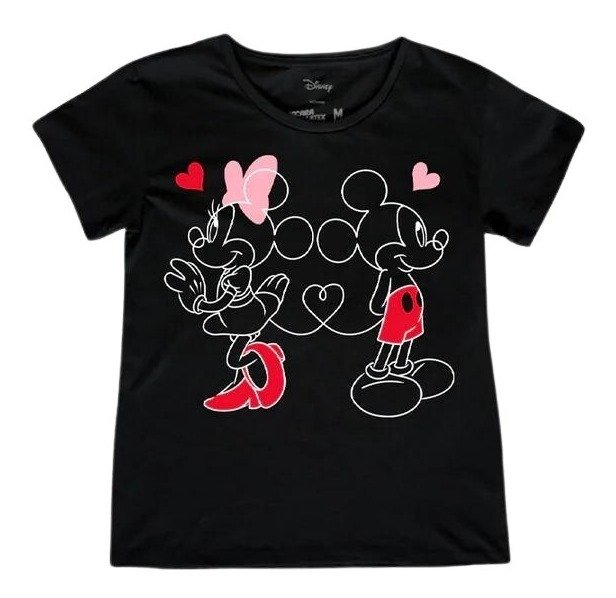 Playera Máscara De Látex Mickey And Minnie Love Mujer