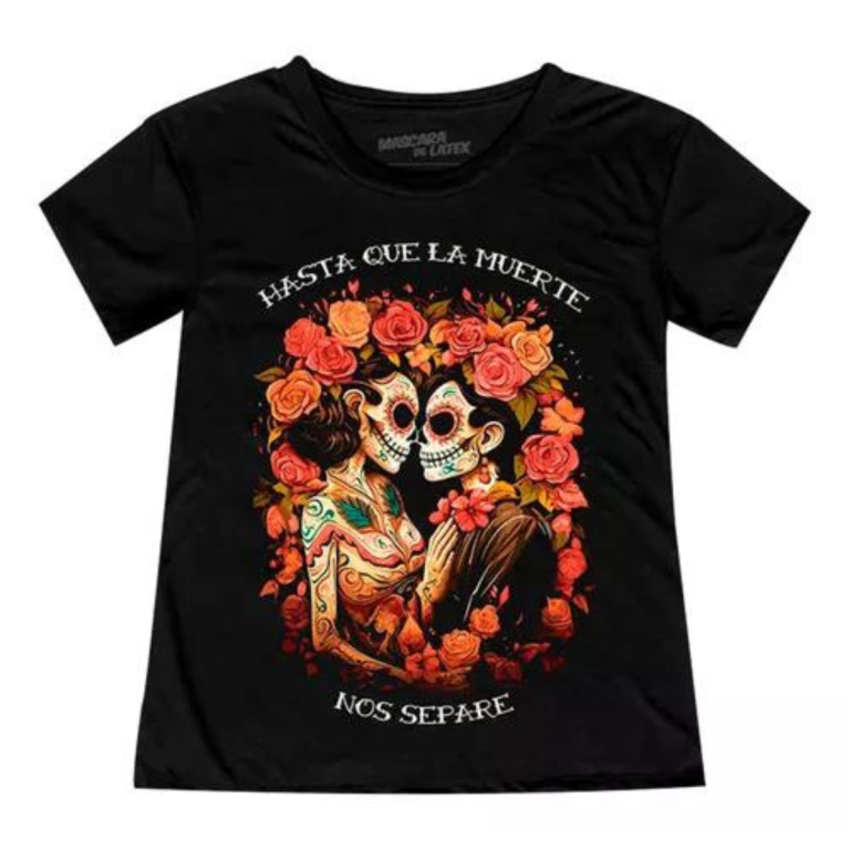 Playera Máscara De Látex Hasta Que La Muerte Nos Separe Mujer