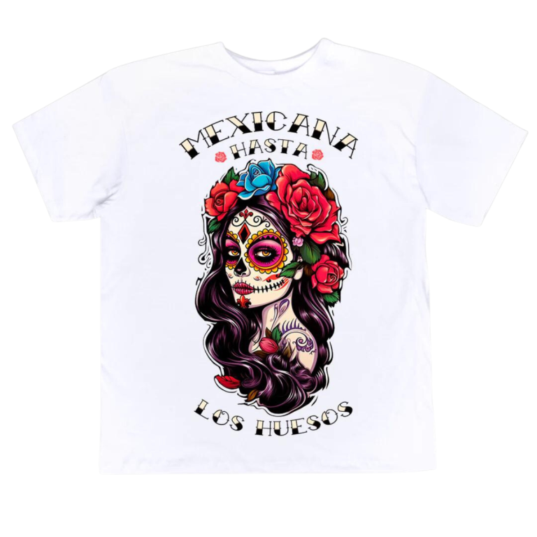 Playera Máscara De Látex Mexicana Hasta Los Huesos Mujer