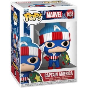 Funko Pop Marvel: Holiday - Capitán América con Gorro