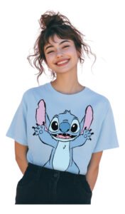 Playera Mascara De Latex Disney Stitch Hug Mujer