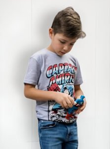 Playera Mascara De Latex Captain America Retro Niño