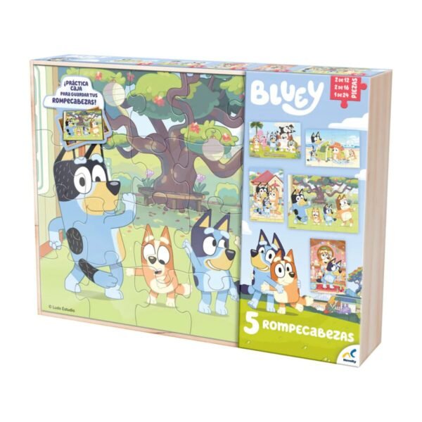Rompecabezas 5 En 1 Bluey Caja De Madera