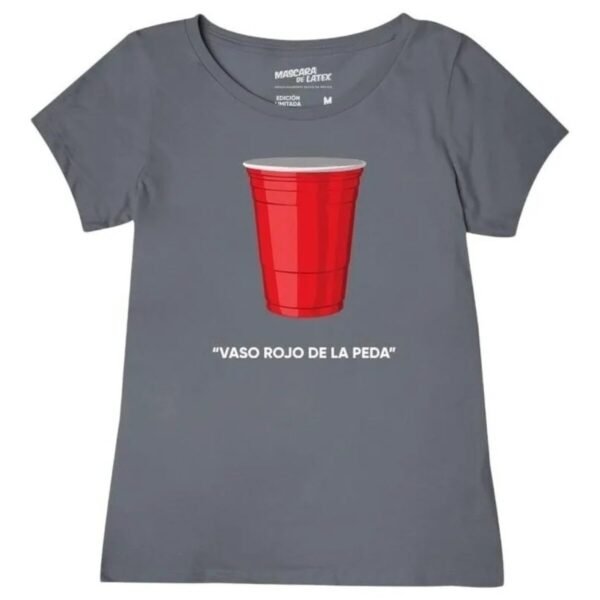 Playera Máscara De Látex Vaso Rojo Aniversario Mujer