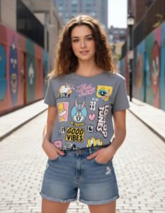 Playera Máscara De Látex Tunes Stamps Mujer