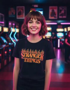 Playera Máscara De Látex Stranger Things Logo Mujer