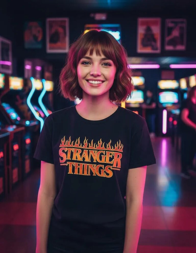 Playera Máscara De Látex Stranger Things Logo Mujer
