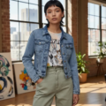 Jacket Máscara De Látex Bugs And Friends Denim Mujer