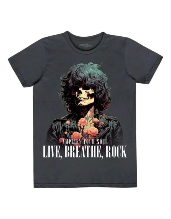 Playera Máscara De Látex Live, Breathe, Rock Hombre