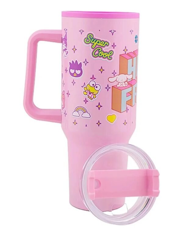 Termo Alto Doble Pared Con Asa Y Popote Personajes 1.2 L Hello Kitty