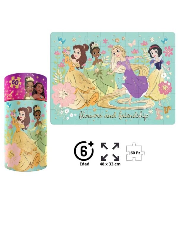 Rompecabezas Infantil Princesas Cilindro 60 Pzas Novelty