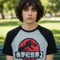 Playera Máscara De Látex T-rex Raglan Hombre