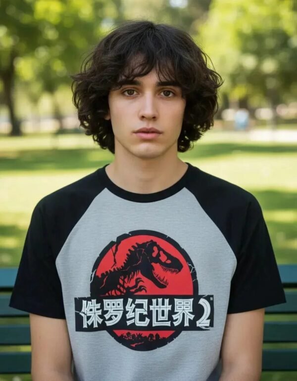 Playera Máscara De Látex T-rex Raglan Hombre