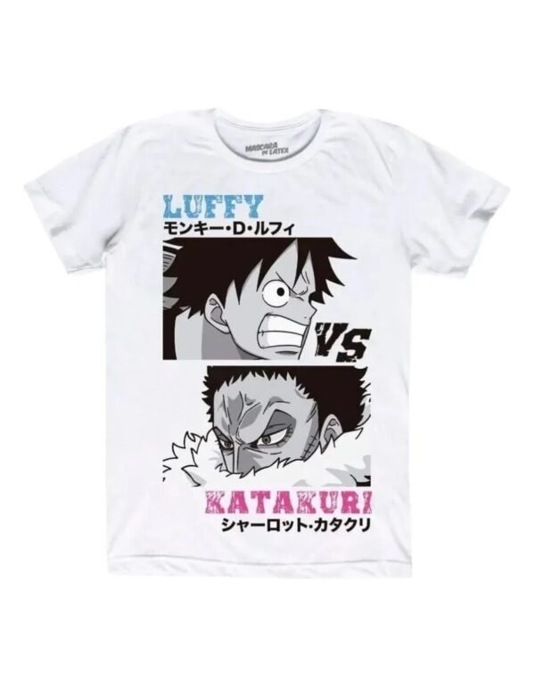 Playera Máscara De Látex Luffy Vs Katakuri Hombre Playera Máscara De Látex Luffy Vs Katakuri Hombre