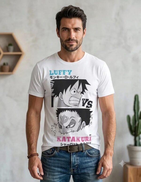 Playera Máscara De Látex Luffy Vs Katakuri Hombre Playera Máscara De Látex Luffy Vs Katakuri Hombre