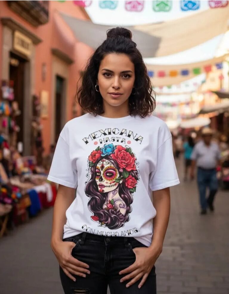 Playera Máscara De Látex Mexicana Hasta Los Huesos Mujer
