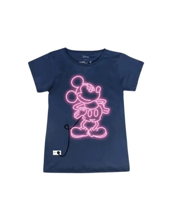 Playera Máscara De Látex Mickey Neón Niña Playera Máscara De Látex Mickey Neón Niña