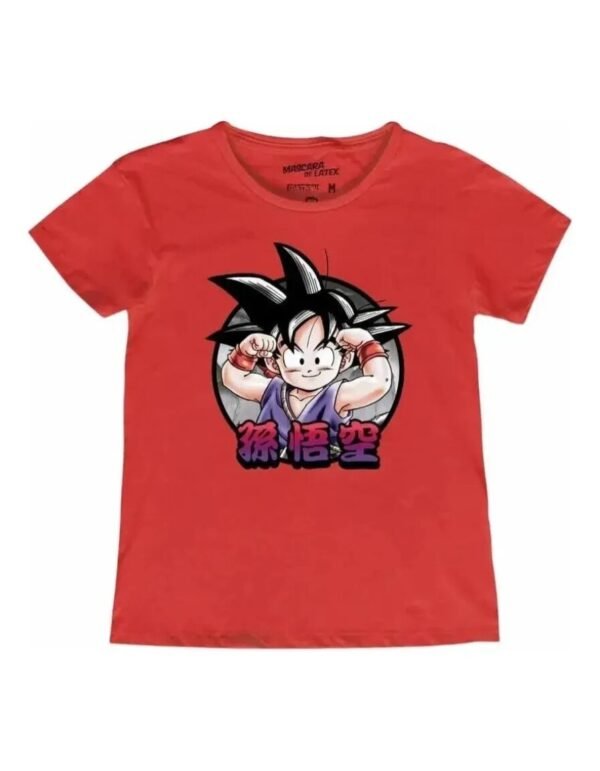 Playera Máscara De Látex Son Goku Kanji Mujer Playera Máscara De Látex Son Goku Kanji Mujer