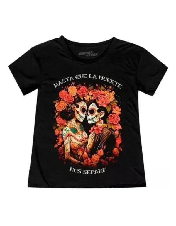 Playera Máscara De Látex Hasta Que La Muerte Nos Separe Mujer