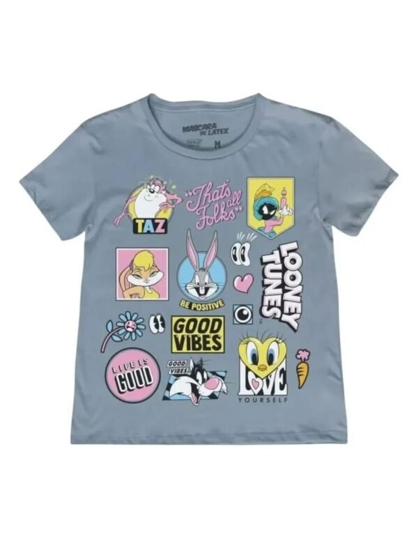 Playera Máscara De Látex Tunes Stamps Mujer Playera Máscara De Látex Tunes Stamps Mujer