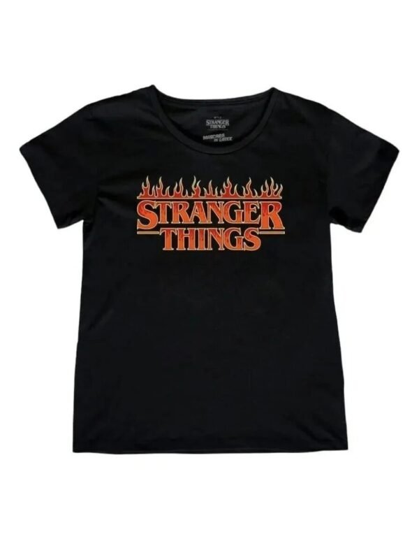 Playera Máscara De Látex Stranger Things Logo Mujer