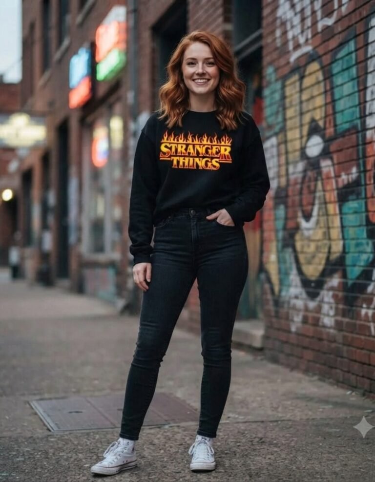 Pullover Máscara De Látex Stranger Things Flames Mujer