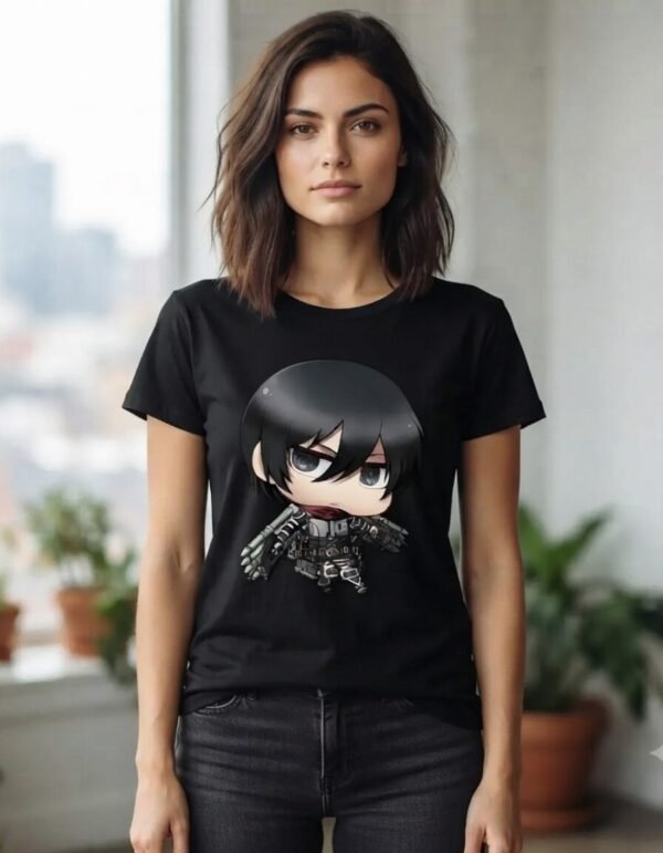 Playera Máscara De Látex Mikasa Chibi Mujer Playera Máscara De Látex Mikasa Chibi Mujer