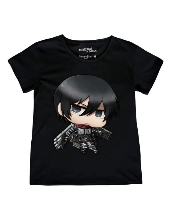 Playera Máscara De Látex Mikasa Chibi Mujer Playera Máscara De Látex Mikasa Chibi Mujer