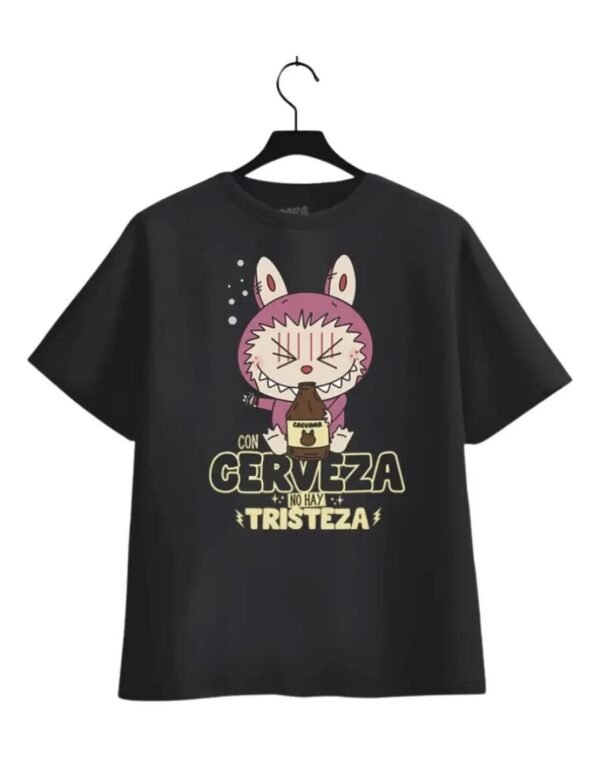 Playera Máscara De Látex Con Cerveza No Hay Tristeza Mujer