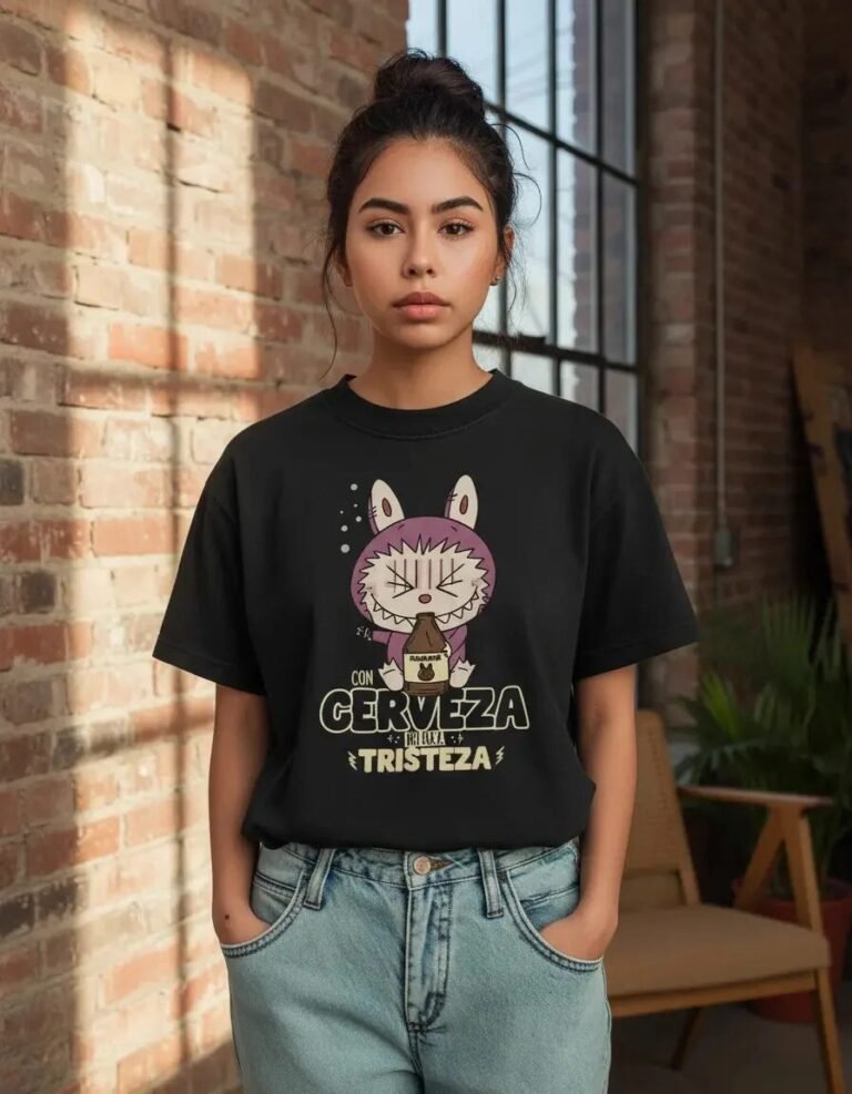 Playera Máscara De Látex Con Cerveza No Hay Tristeza Mujer