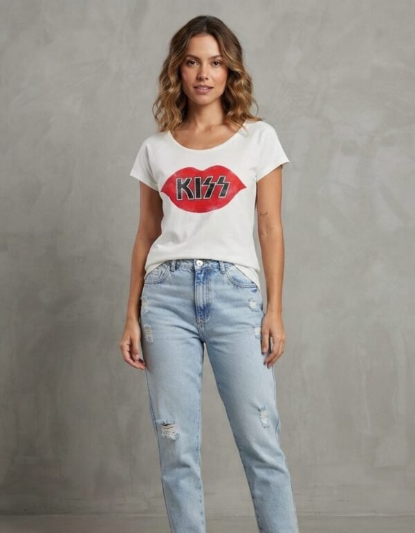 Playera Máscara De Látex Kiss Lips Mujer