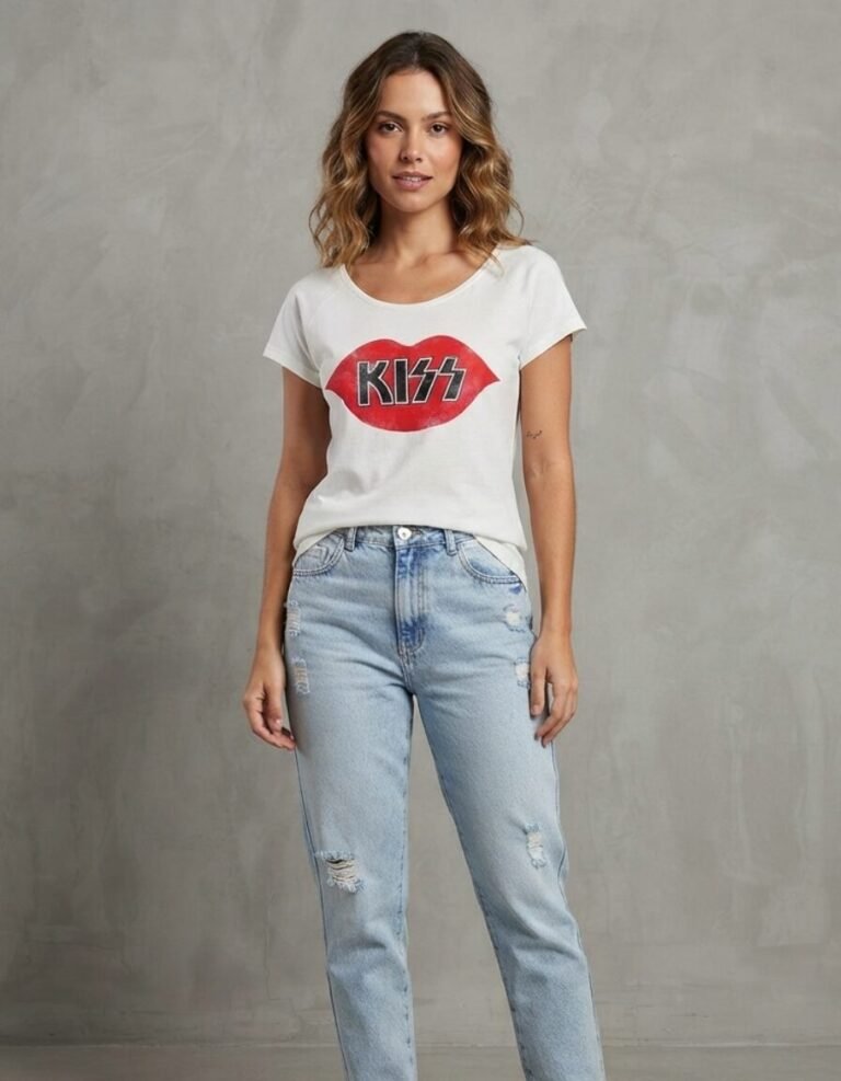 Playera Máscara De Látex Kiss Lips Mujer