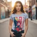 Playera Máscara De Látex Captain Marvel Poster Mujer