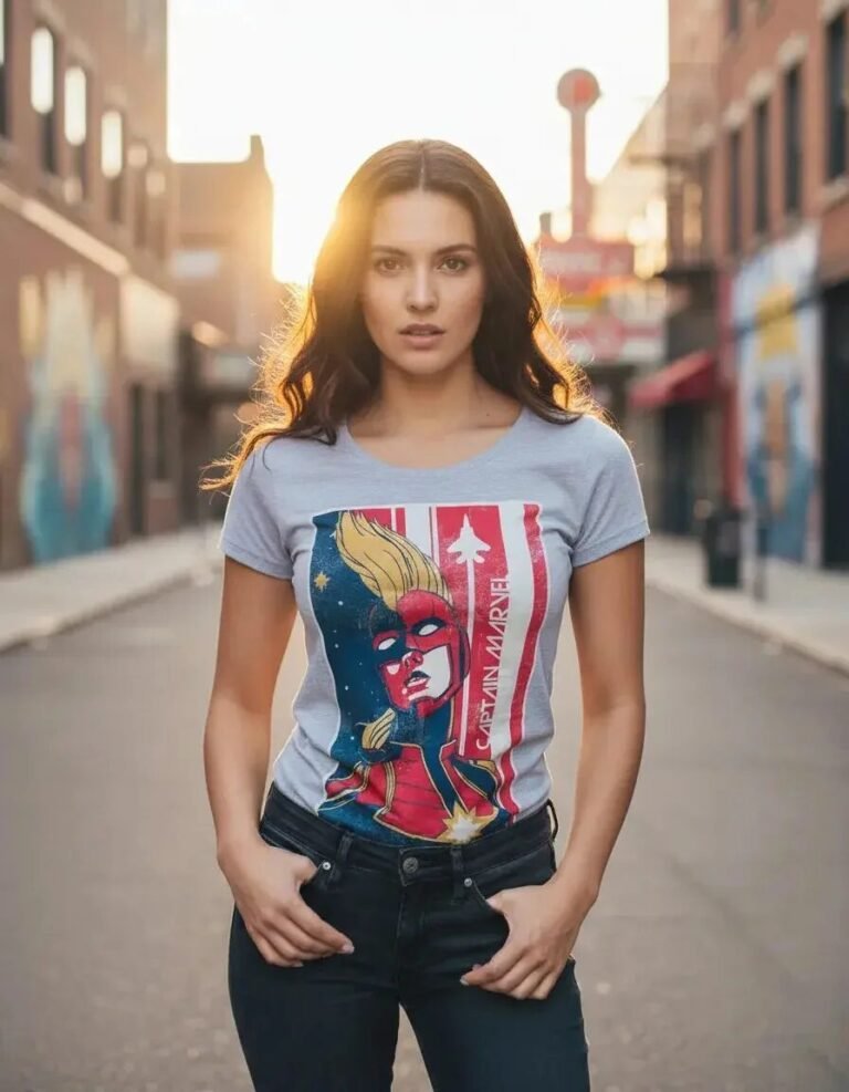 Playera Máscara De Látex Captain Marvel Poster Mujer