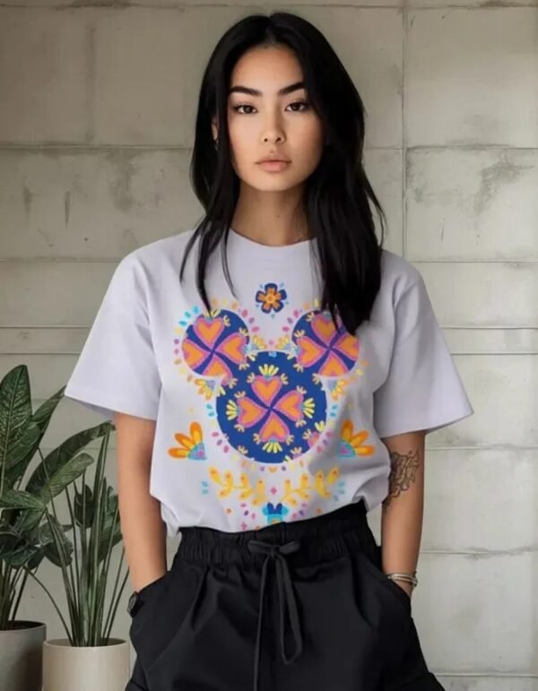 Playera Máscara De Látex Disney Mickey Petalos Mujer