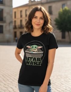 Playera Máscara De Látex Grogu Bubble Mujer
