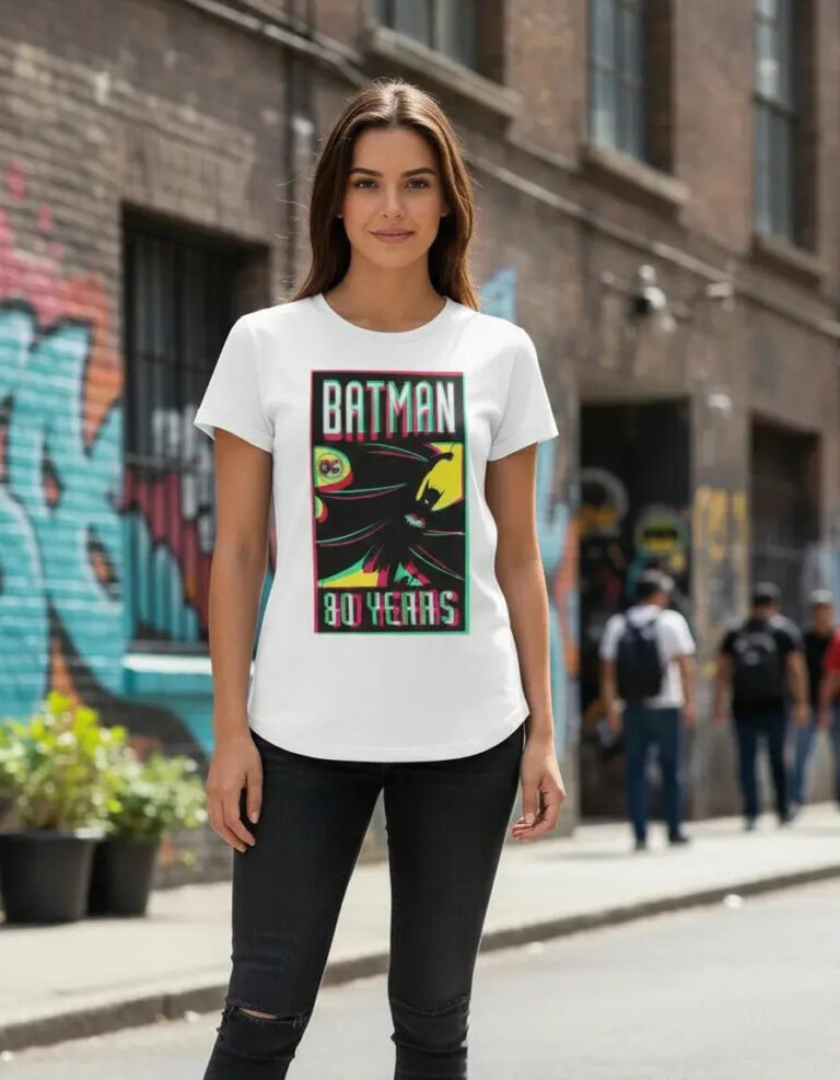 Playera Mascara De Látex Batman 80 Years Mujer