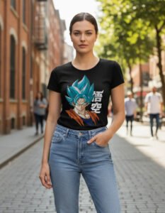 Playera Máscara De Látex Super Saiyan Blue Mujer