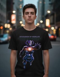 Playera Máscara De Látex Marvel Devourer Of Worlds Hombre