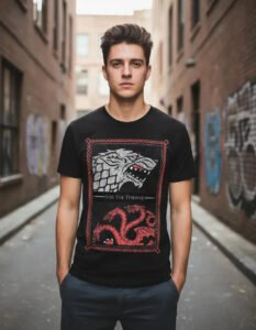 Playera Máscara De Látex Stark And Targaryen Hombre