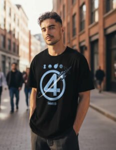 Playera Mascara De Latex Fantastic Four Logo Hombre