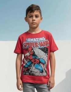 Playera Máscara De Látex Spider- Man Retro Niño