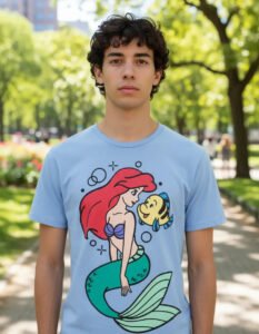 Playera Máscara De Látex Ariel Y Flounder Hombre