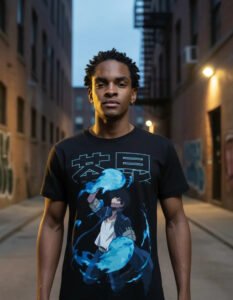 Playera Máscara De Látex Blue Fire Hombre