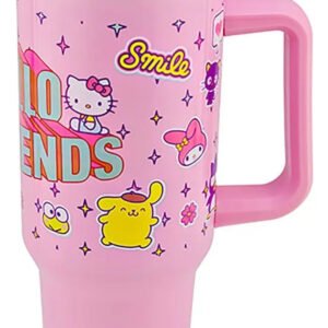 Termo Alto Doble Pared Con Asa Y Popote Personajes 1.2 L Color Hello Kitty