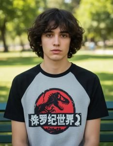 Playera Máscara De Látex T-rex Raglan Hombre